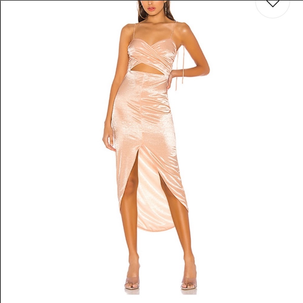 H:OURS FELISA MIDI BLUSH SHIMMER DRESS